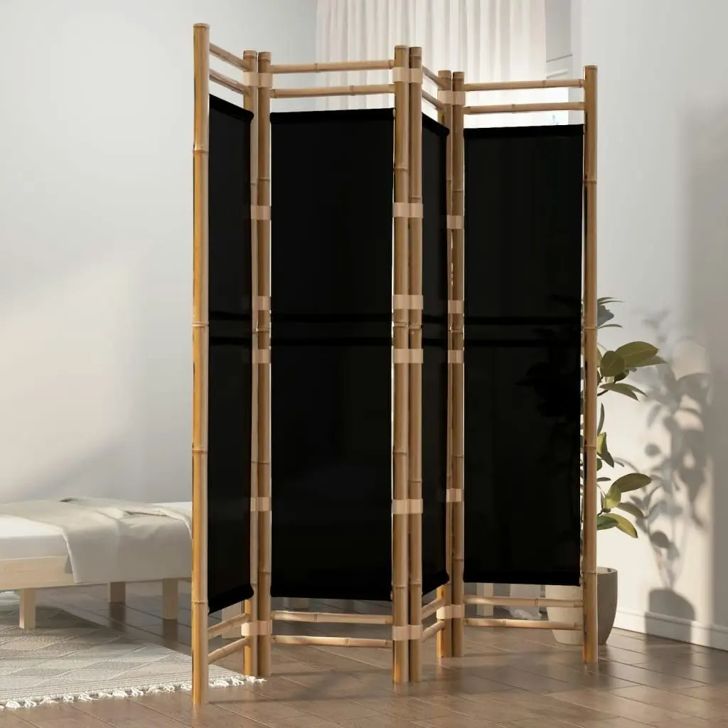 Folding 4-Panel Room Divider 160 cm Bamboo and Canvas 350628