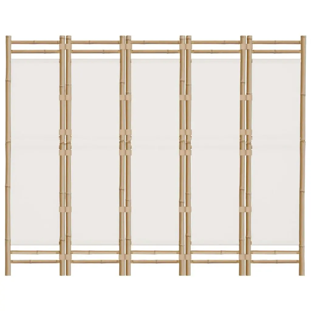 Folding 5-Panel Room Divider 200 cm Bamboo and Canvas 350625