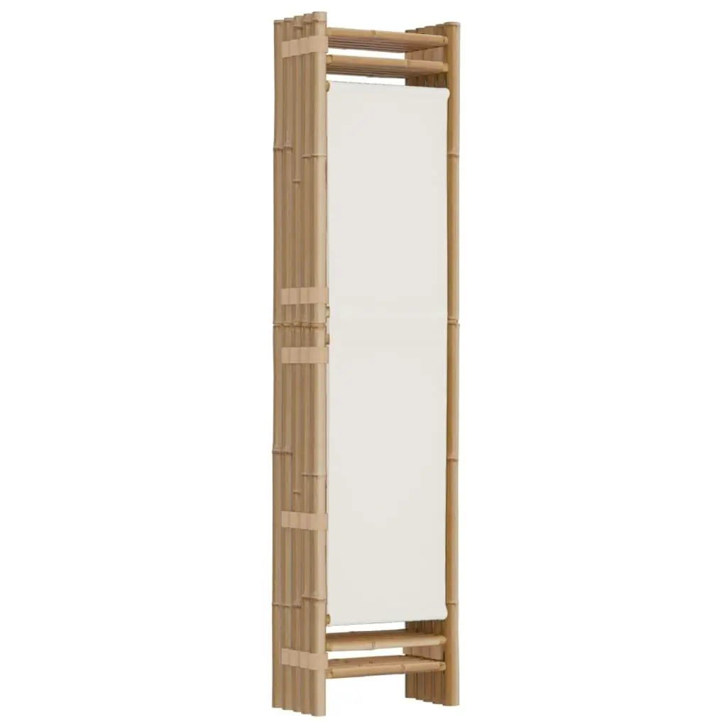 Folding 5-Panel Room Divider 200 cm Bamboo and Canvas 350625