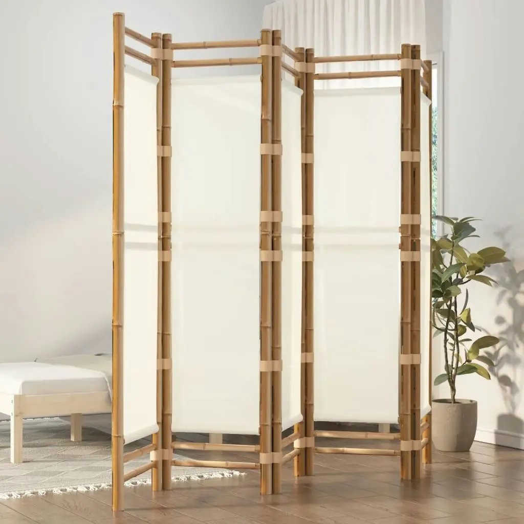 Folding 5-Panel Room Divider 200 cm Bamboo and Canvas 350625