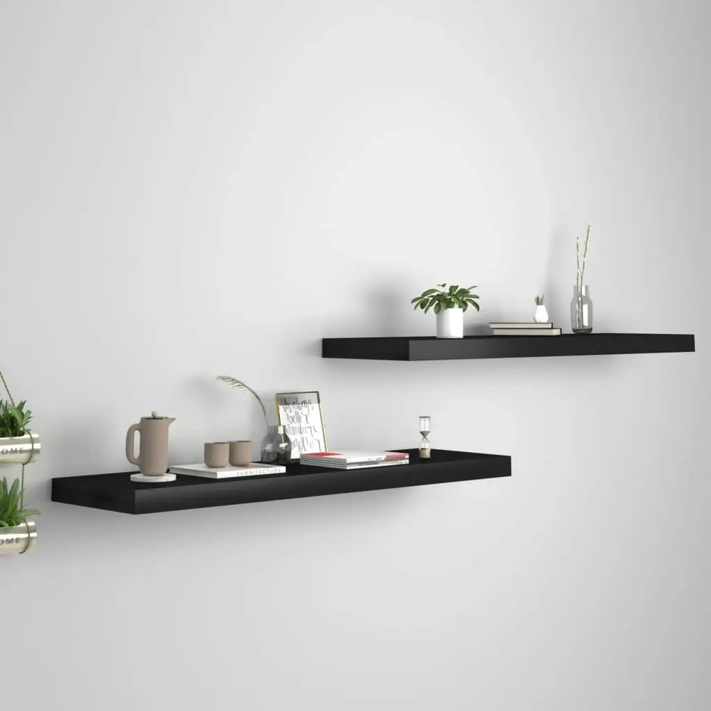 Floating Wall Shelves 2 pcs Black 90x23.5x3.8 cm MDF 323839