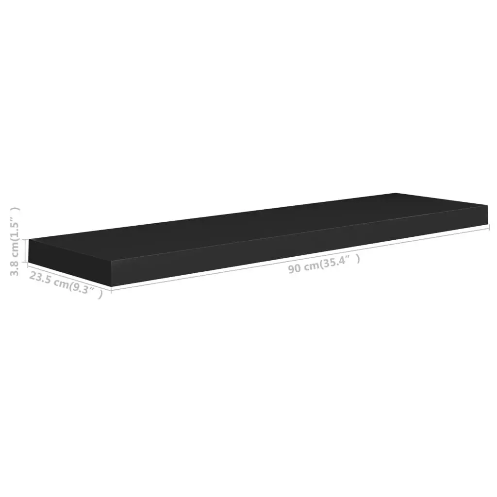 Floating Wall Shelves 2 pcs Black 90x23.5x3.8 cm MDF 323839