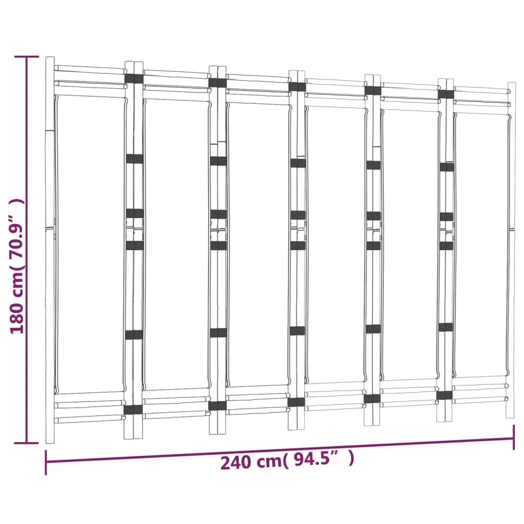 Folding 6-Panel Room Divider 240 cm Bamboo and Canvas 350630