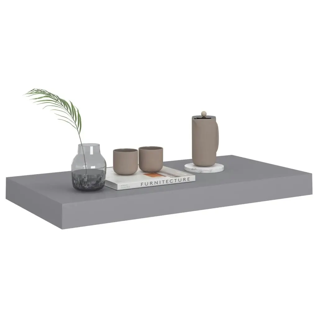 Floating Wall Shelves 2 pcs Grey 50x23x3.8 cm MDF 323851