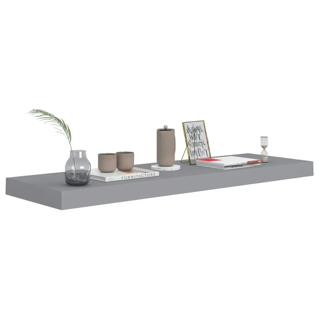 Floating Wall Shelves 2 pcs Grey 80x23.5x3.8 cm MDF 323857