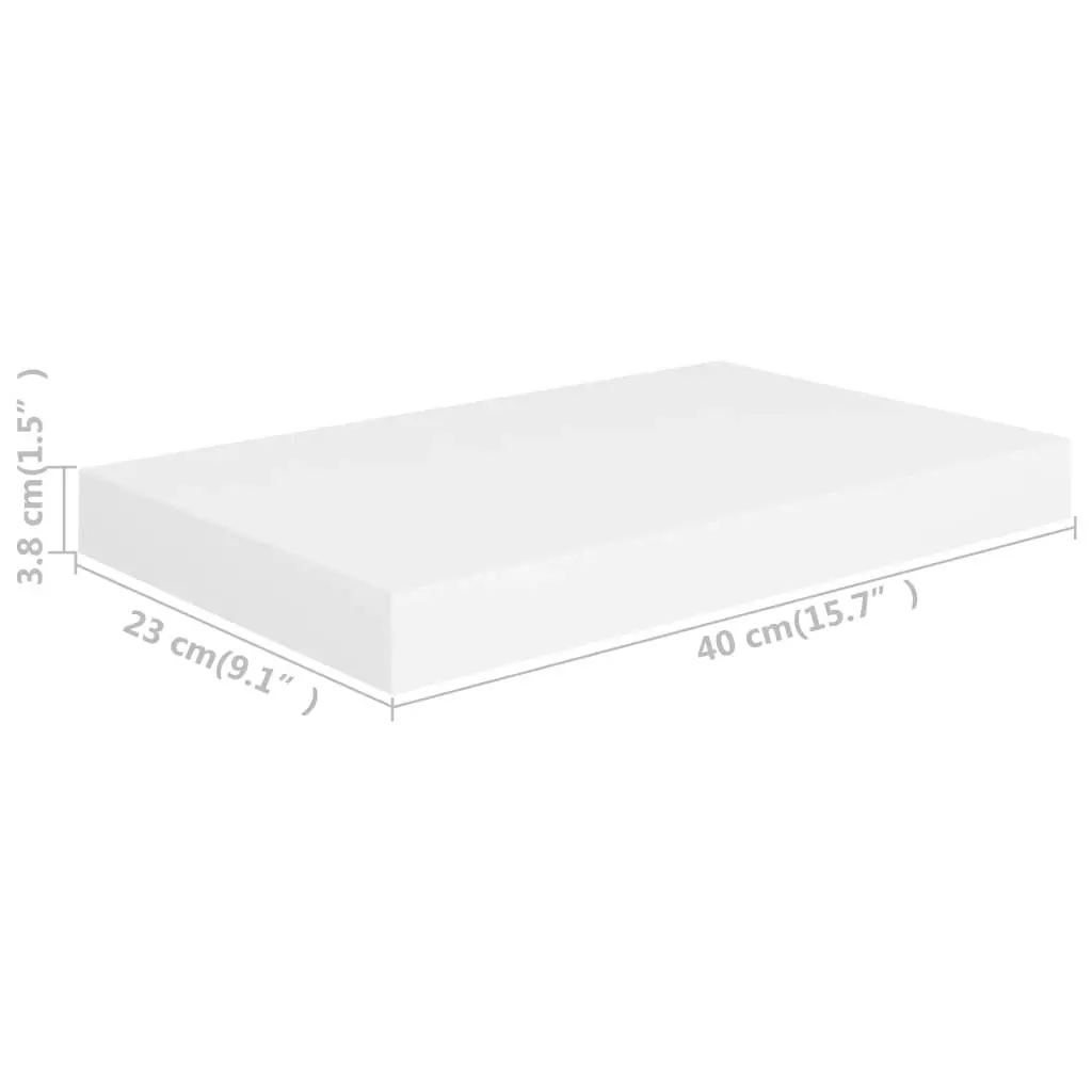 Floating Wall Shelves 4 pcs White 40x23x3.8 cm MDF 323807