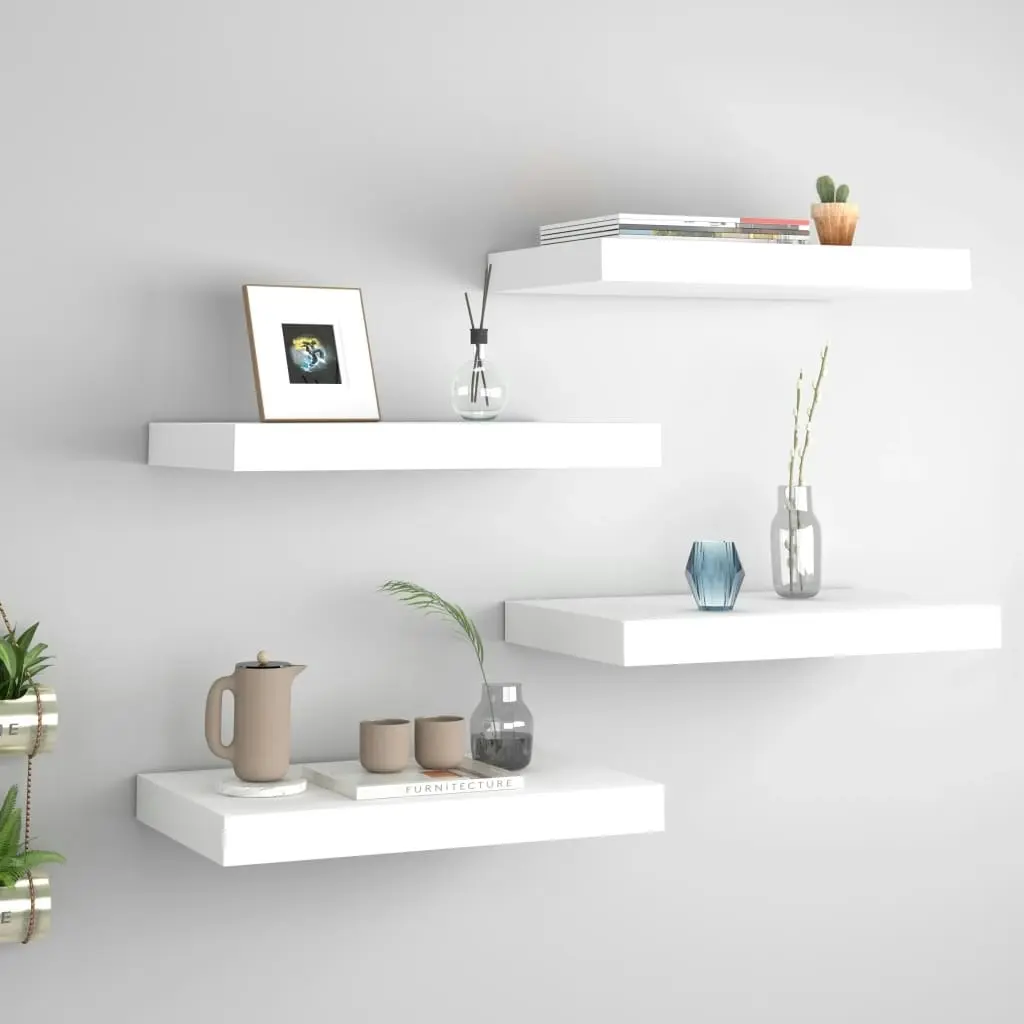 Floating Wall Shelves 4 pcs White 40x23x3.8 cm MDF 323807