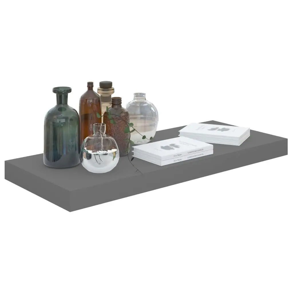 Floating Wall Shelf High Gloss Grey 60x23.5x3.8 cm MDF 323790