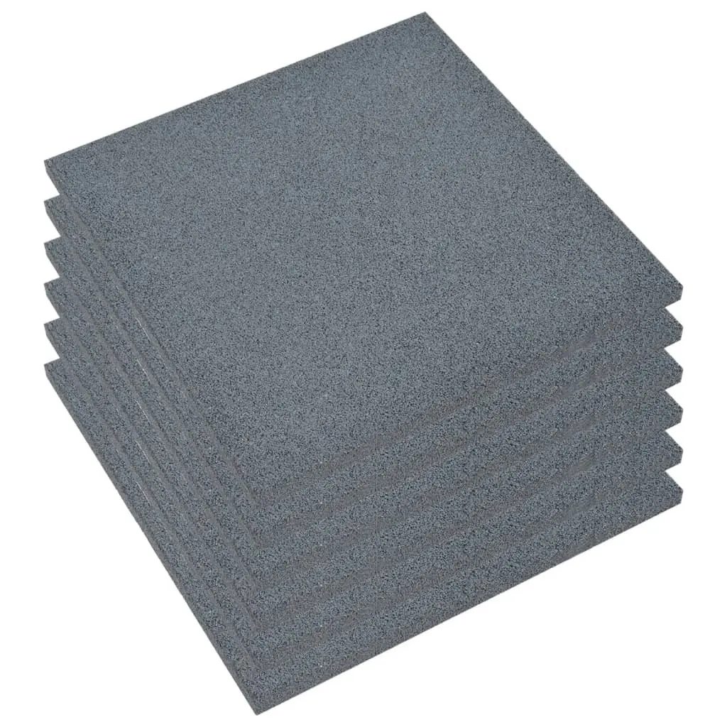 Fall Protection Tiles 6 pcs Rubber 50x50x3 cm Grey 93439