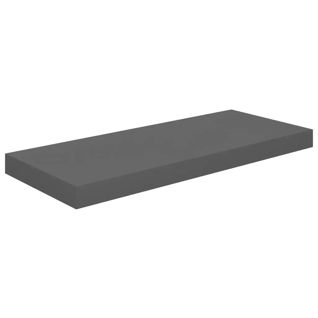 Floating Wall Shelves 2 pcs High Gloss Grey 60x23.5x3.8 cm MDF 323791