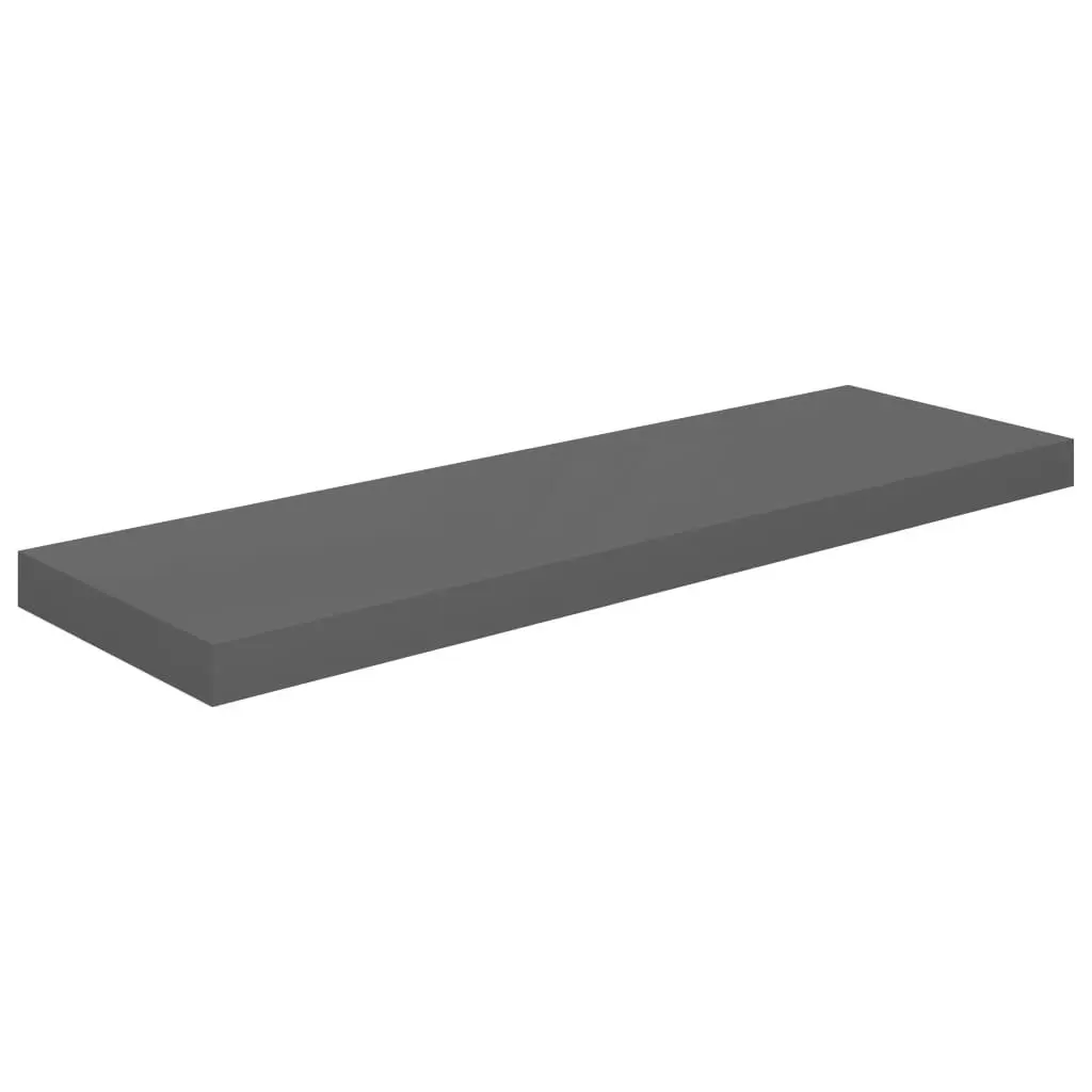 Floating Wall Shelves 2 pcs High Gloss Grey 80x23.5x3.8 cm MDF 323794