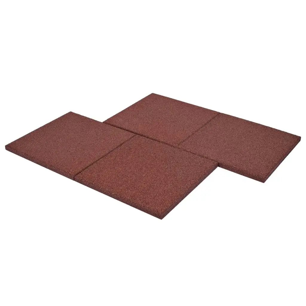 Fall Protection Tiles 6 pcs Rubber 50x50x3 cm Red 91786