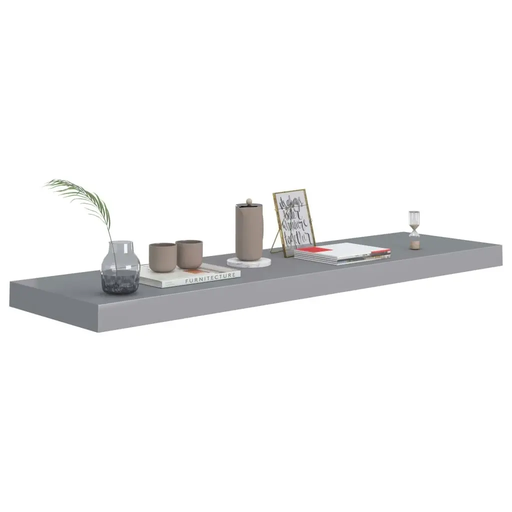 Floating Wall Shelves 4 pcs Grey 90x23.5x3.8 cm MDF 323861