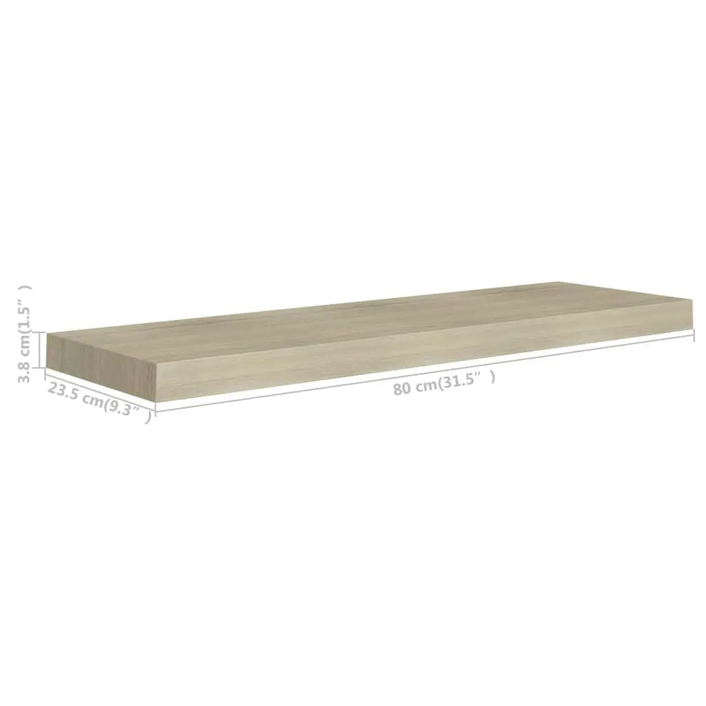 Floating Wall Shelf Oak 80x23.5x3.8 cm MDF 323877