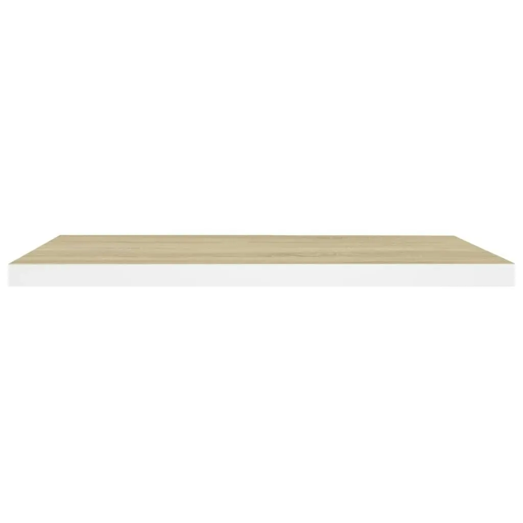 Floating Wall Shelf Oak and White 80x23.5x3.8 cm MDF 326579