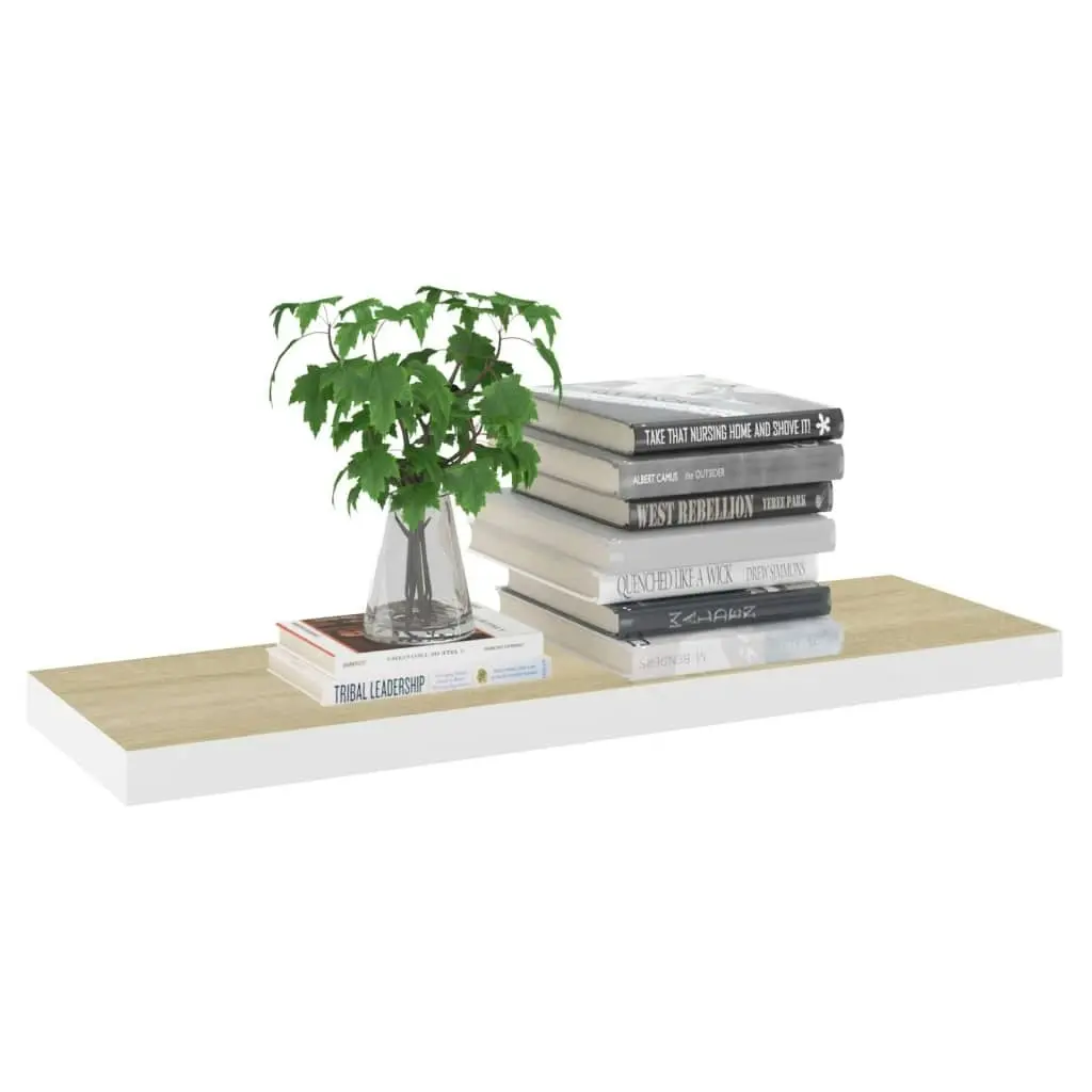 Floating Wall Shelf Oak and White 80x23.5x3.8 cm MDF 326579