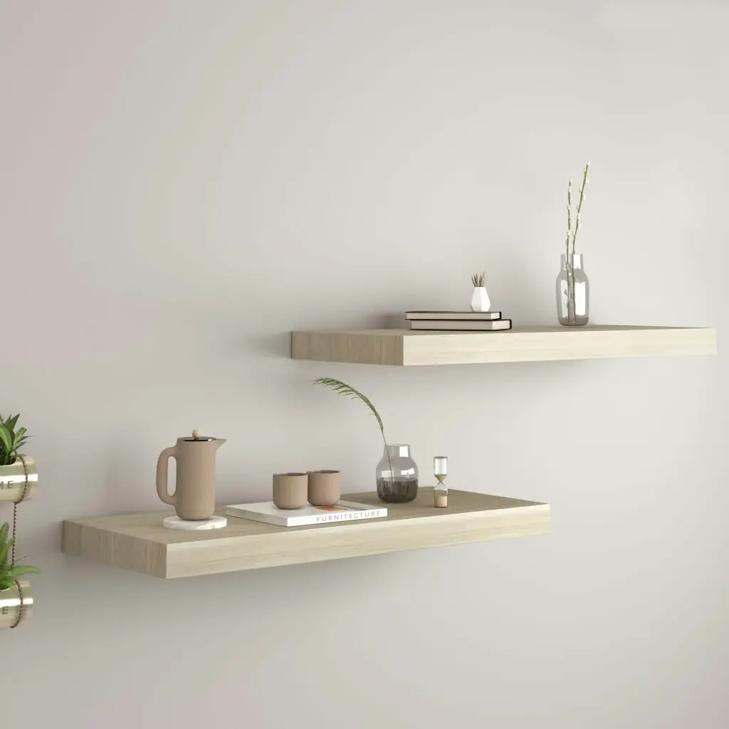 Floating Wall Shelves 2 pcs Oak 60x23.5x3.8 cm MDF 323875