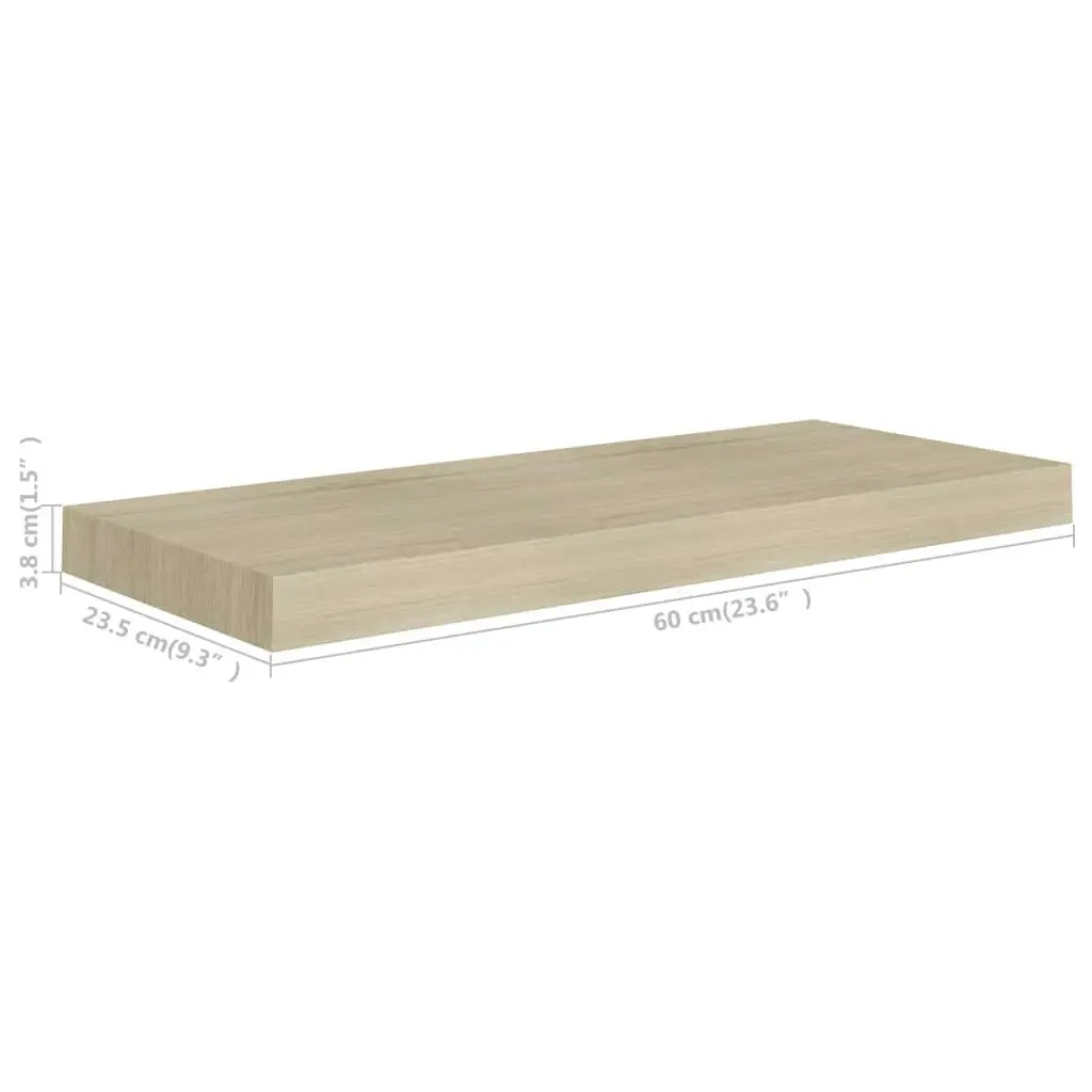 Floating Wall Shelves 2 pcs Oak 60x23.5x3.8 cm MDF 323875