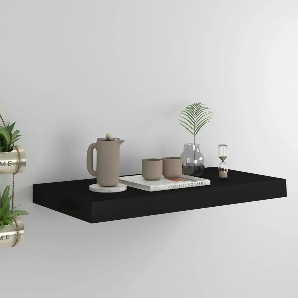 Floating Wall Shelf Black 50x23x3.8 cm MDF 323829