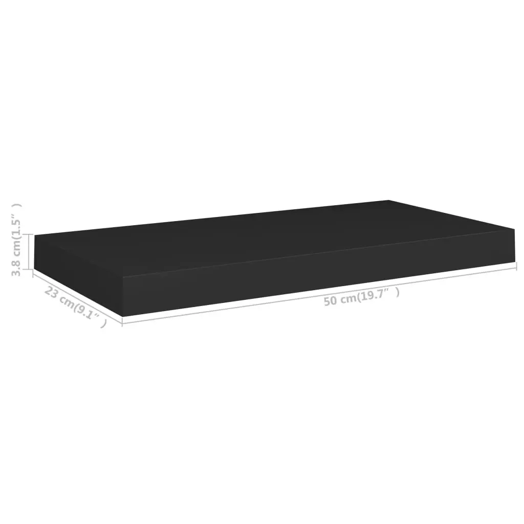 Floating Wall Shelf Black 50x23x3.8 cm MDF 323829