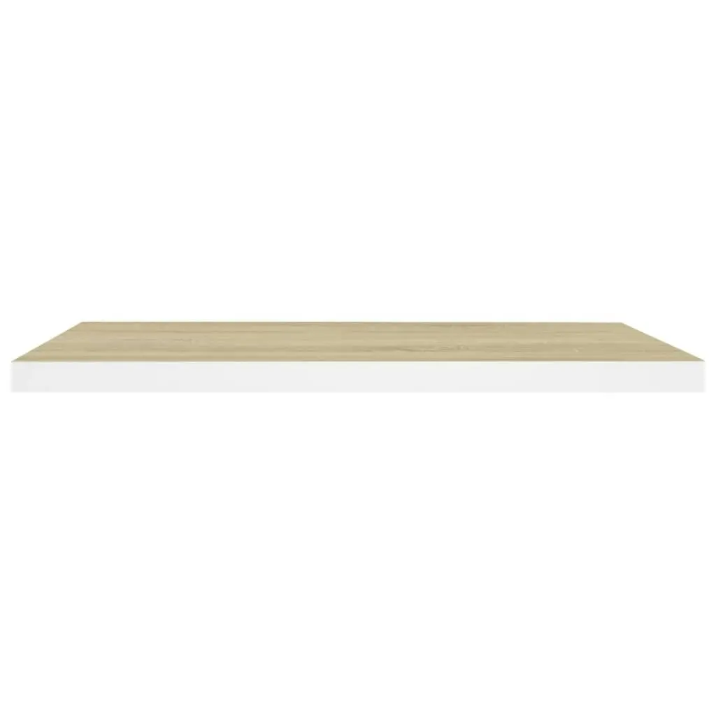 Floating Wall Shelves 2 pcs Oak and White 80x23.5x3.8 cm MDF 326580