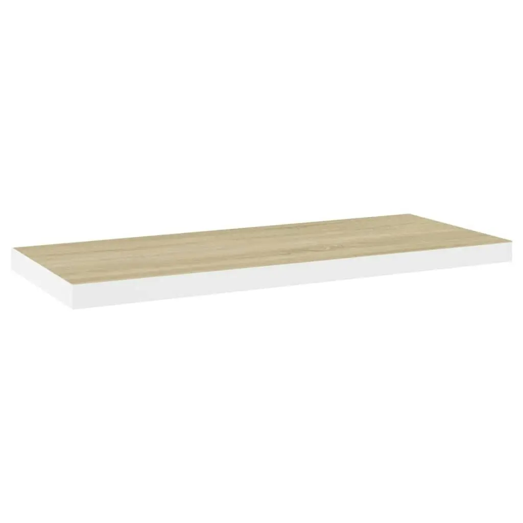 Floating Wall Shelves 2 pcs Oak and White 80x23.5x3.8 cm MDF 326580