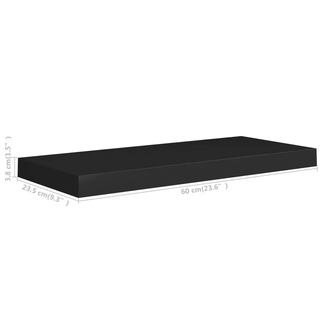 Floating Wall Shelf Black 60x23.5x3.8 cm MDF 323832