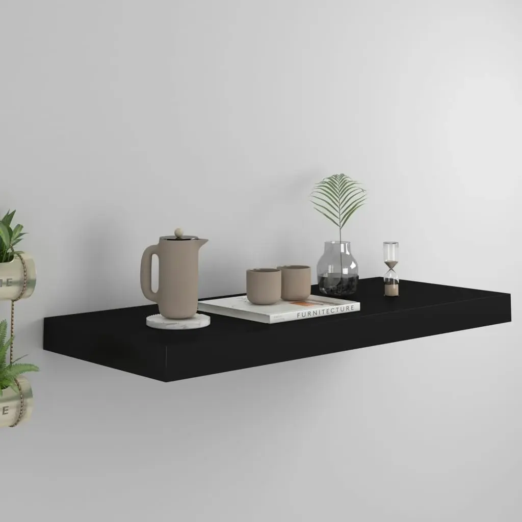 Floating Wall Shelf Black 60x23.5x3.8 cm MDF 323832