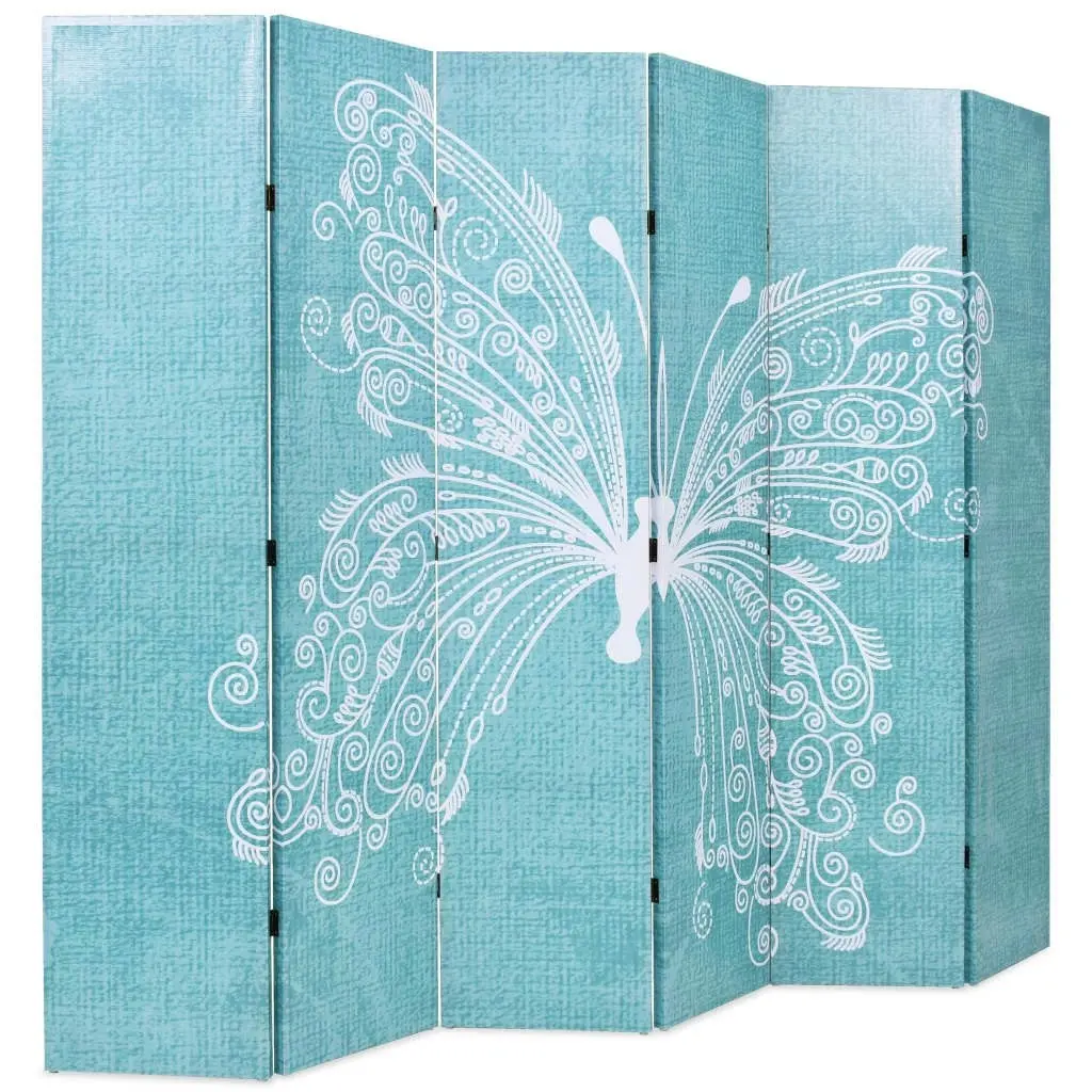 Folding Room Divider 228x170 cm Butterfly Blue 245888