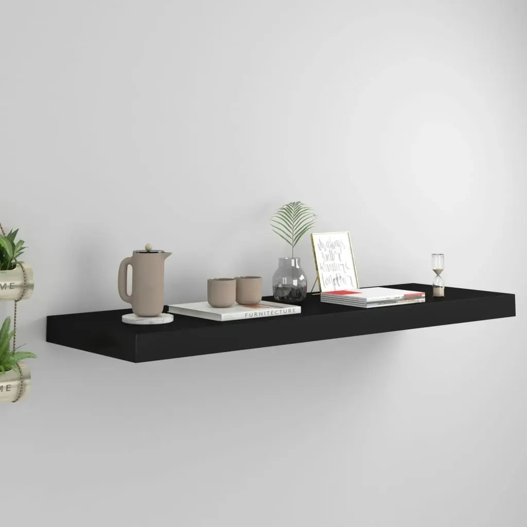 Floating Wall Shelf Black 80x23.5x3.8 cm MDF 323835