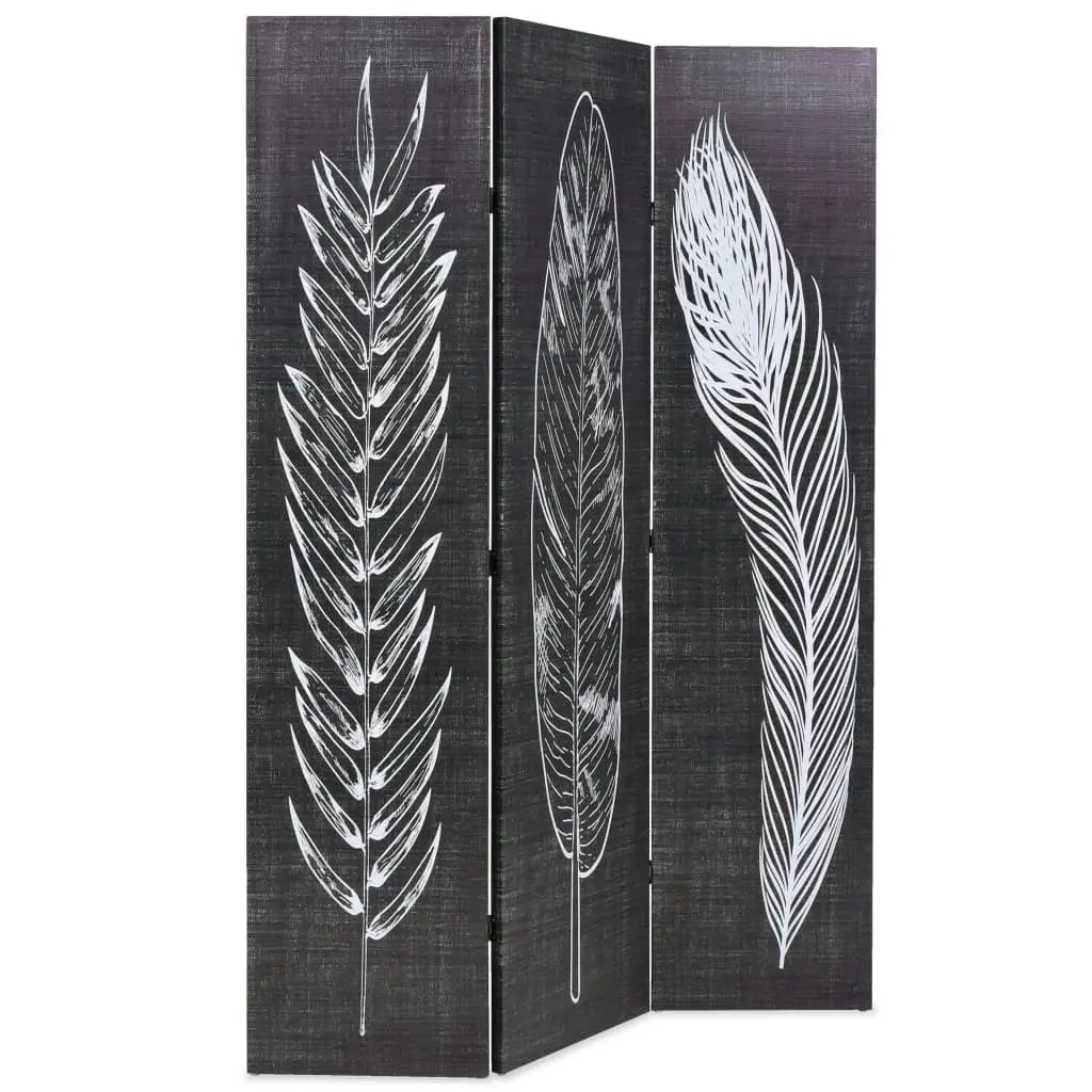 Folding Room Divider 120x170 cm Feathers Black and White 245889