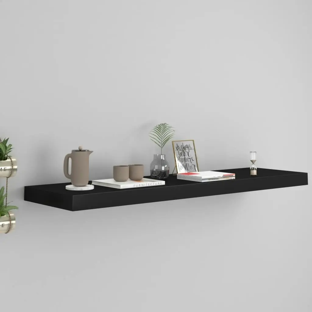 Floating Wall Shelf Black 90x23.5x3.8 cm MDF 323838