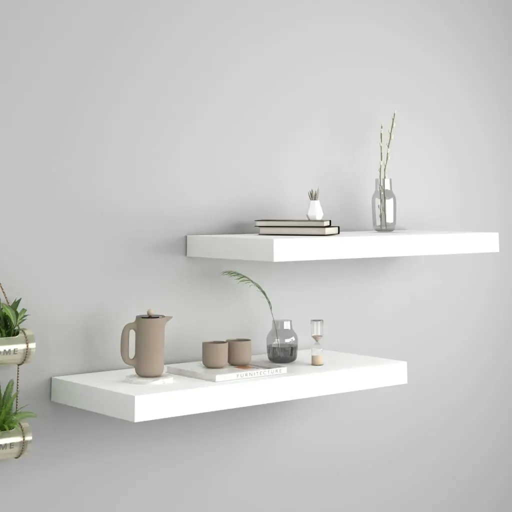 Floating Wall Shelves 2 pcs White 60x23.5x3.8 cm MDF 323812