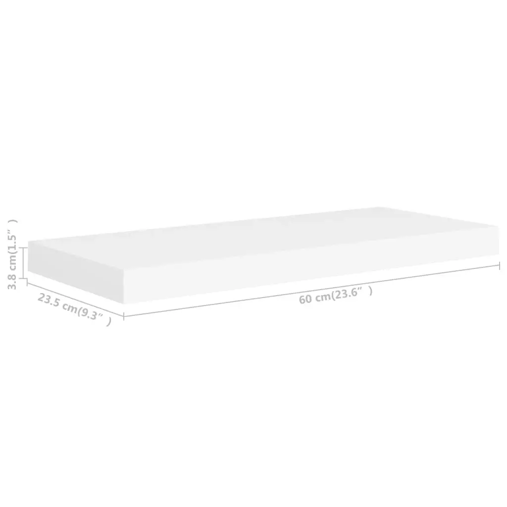 Floating Wall Shelves 2 pcs White 60x23.5x3.8 cm MDF 323812