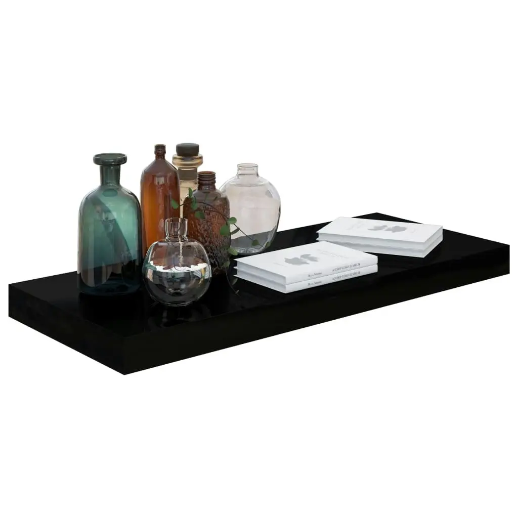 Floating Wall Shelves 2 pcs High Gloss Black 60x23.5x3.8 cm MDF 323770