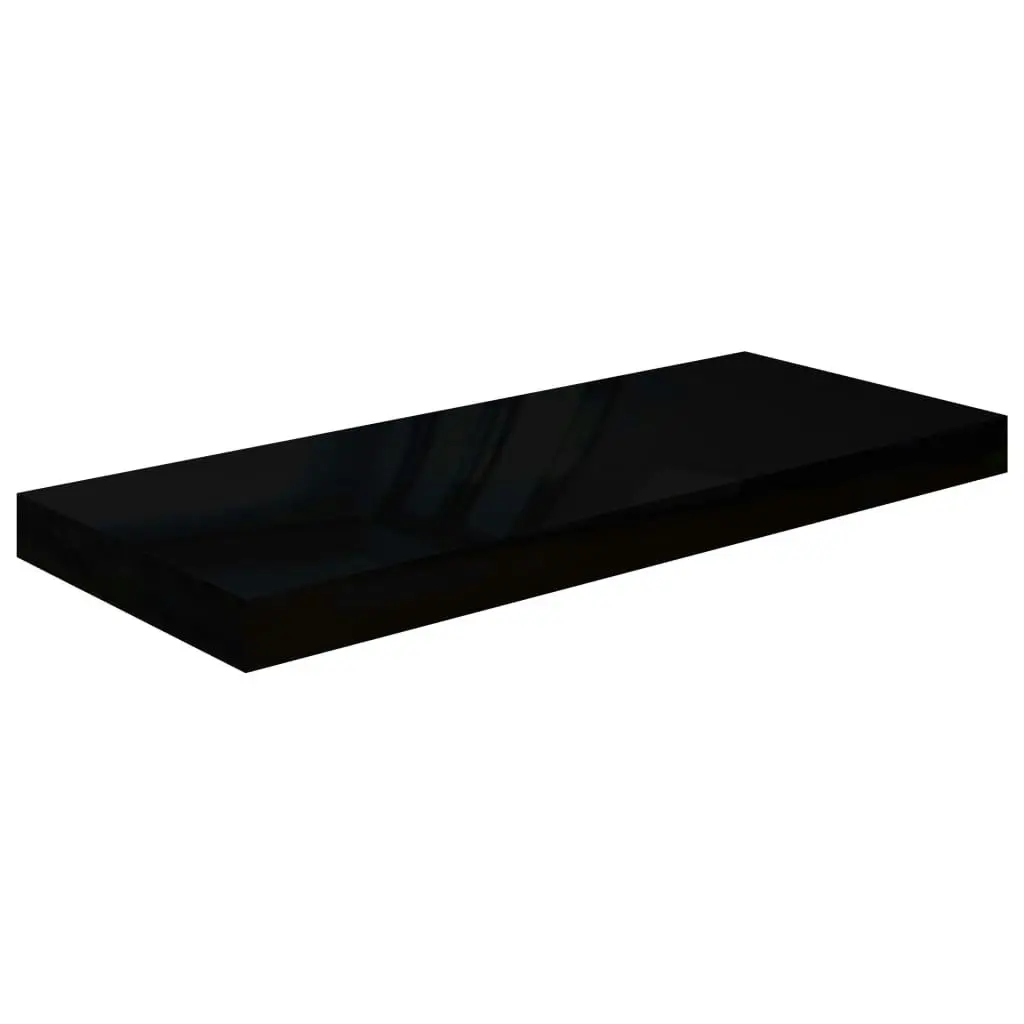 Floating Wall Shelves 2 pcs High Gloss Black 60x23.5x3.8 cm MDF 323770