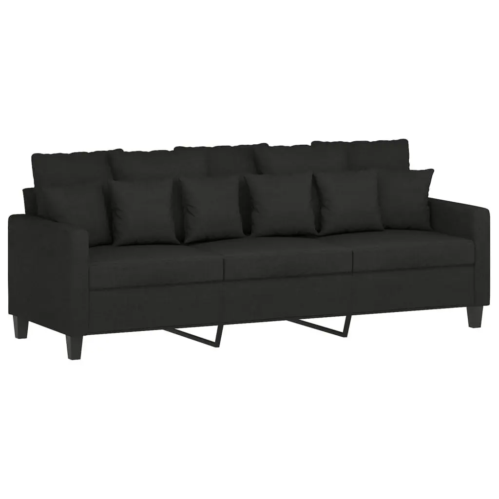 2 Piece Sofa Set with Cushions Black Fabric 3201668