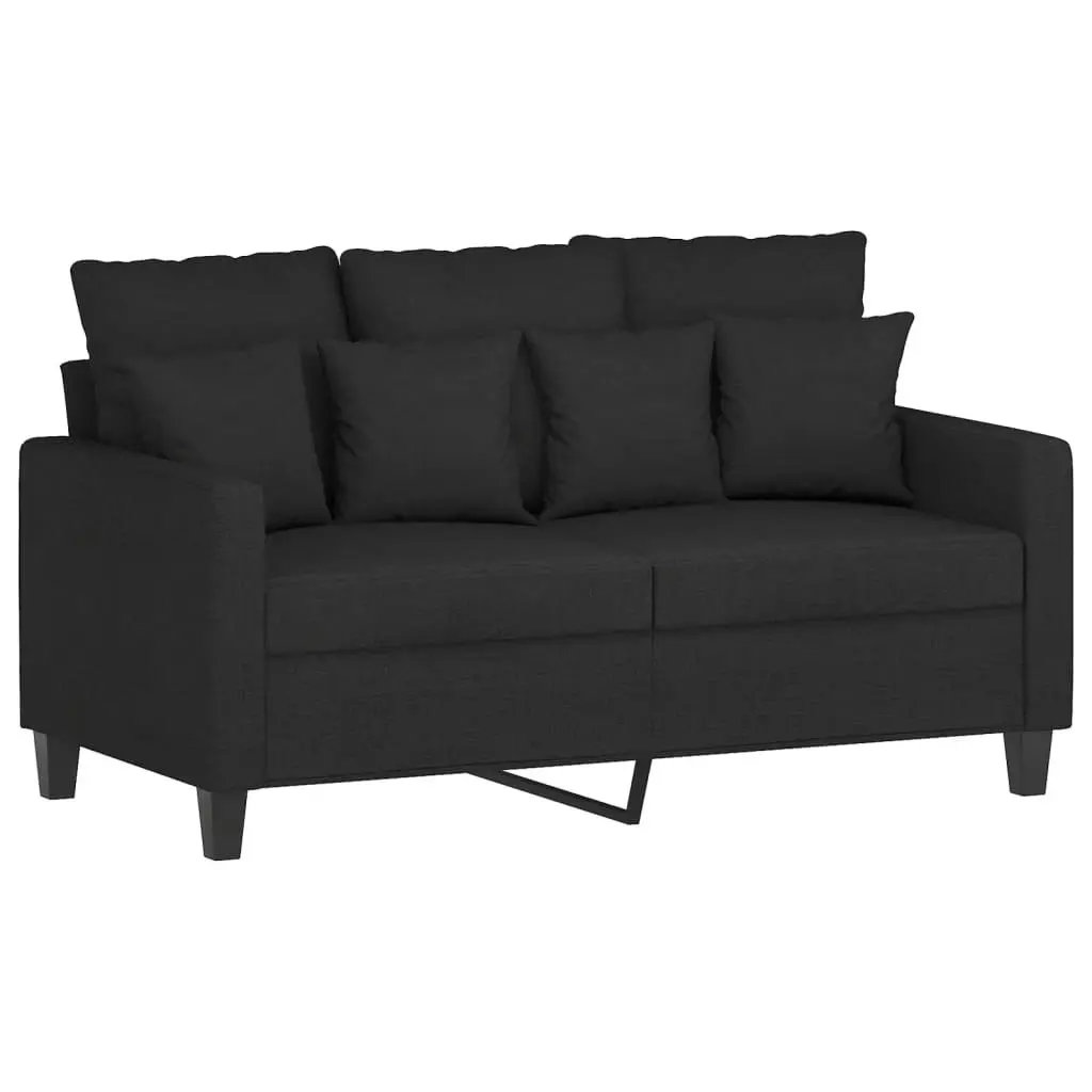 2 Piece Sofa Set with Cushions Black Fabric 3201668