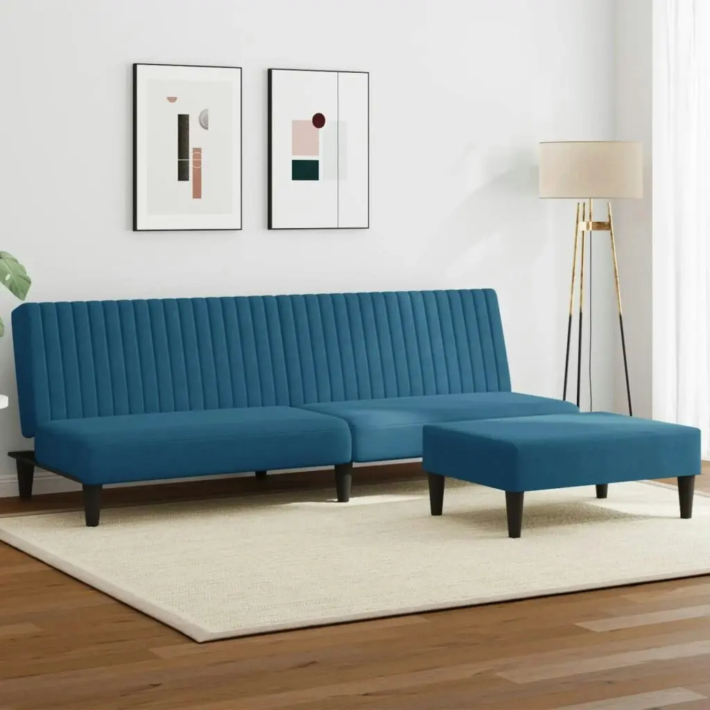 2 Piece Sofa Set Blue Velvet 3216273