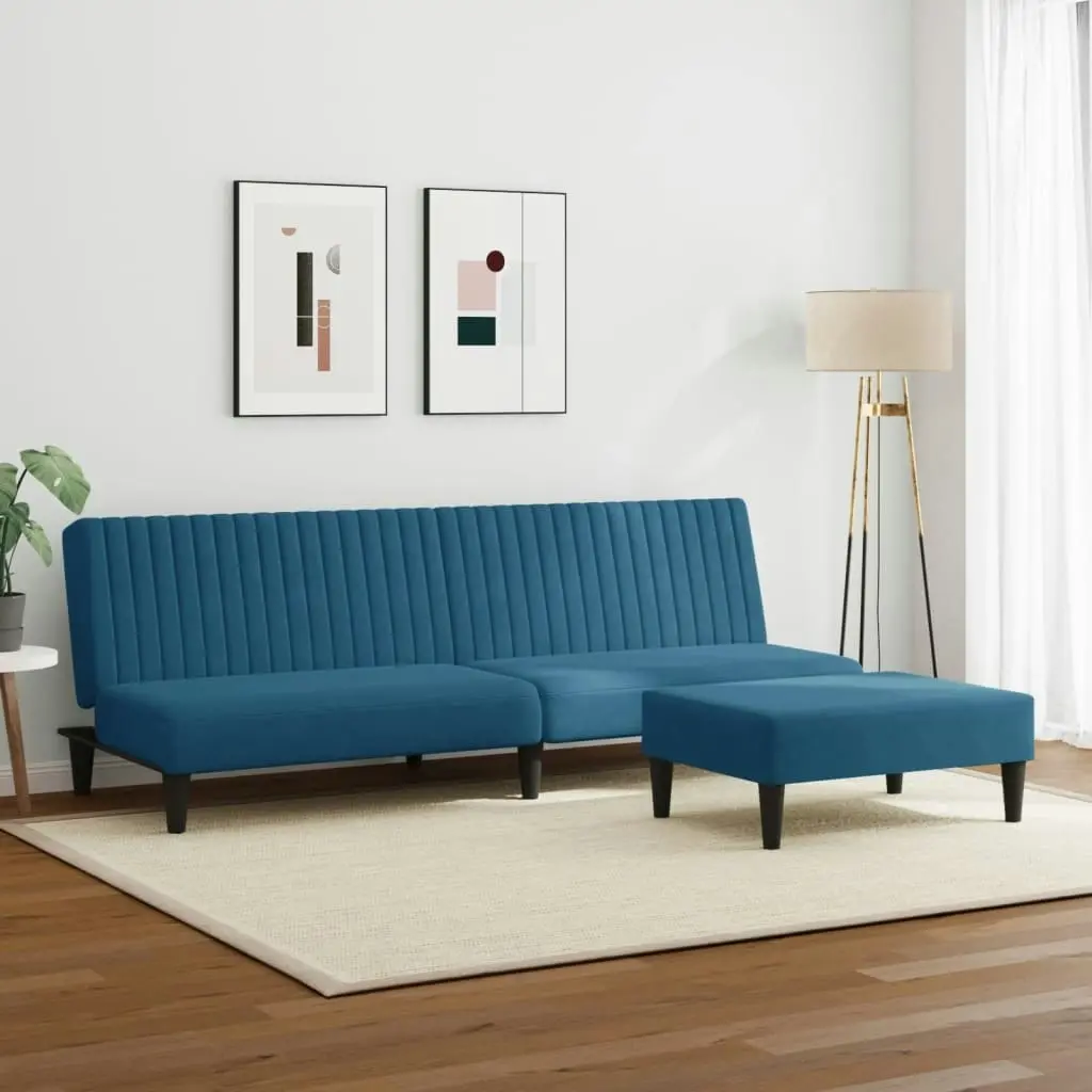 2 Piece Sofa Set Blue Velvet 3216273