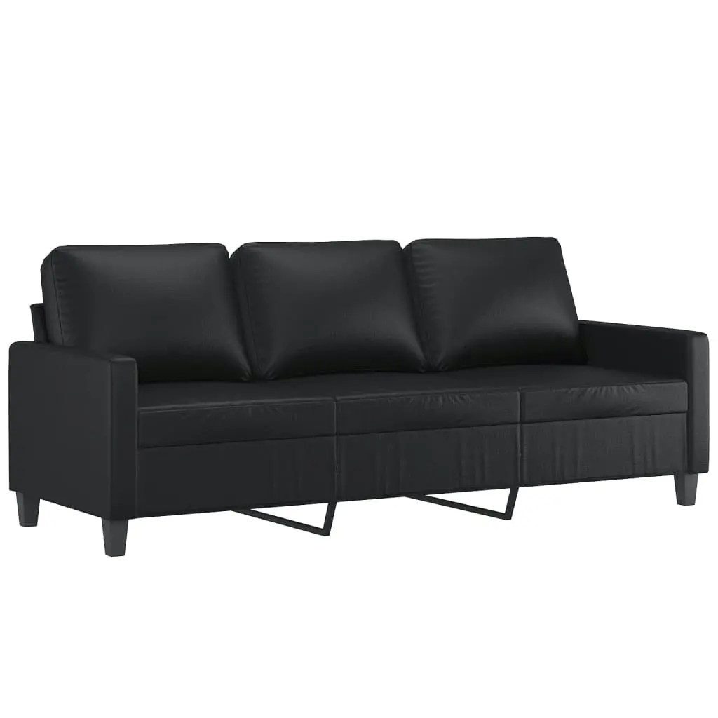 2 Piece Sofa Set with Cushions Black Faux Leather 3201418