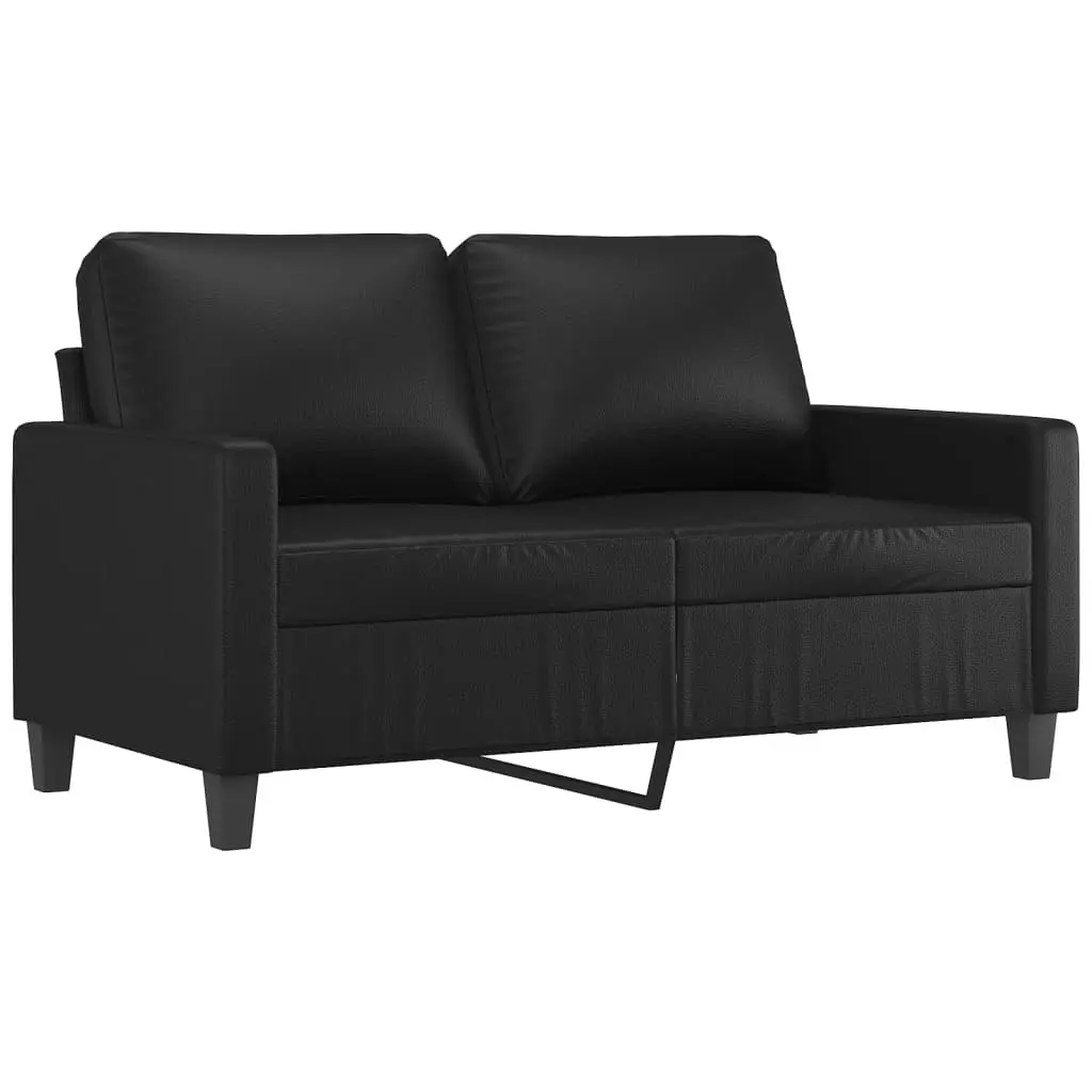 2 Piece Sofa Set with Cushions Black Faux Leather 3201418