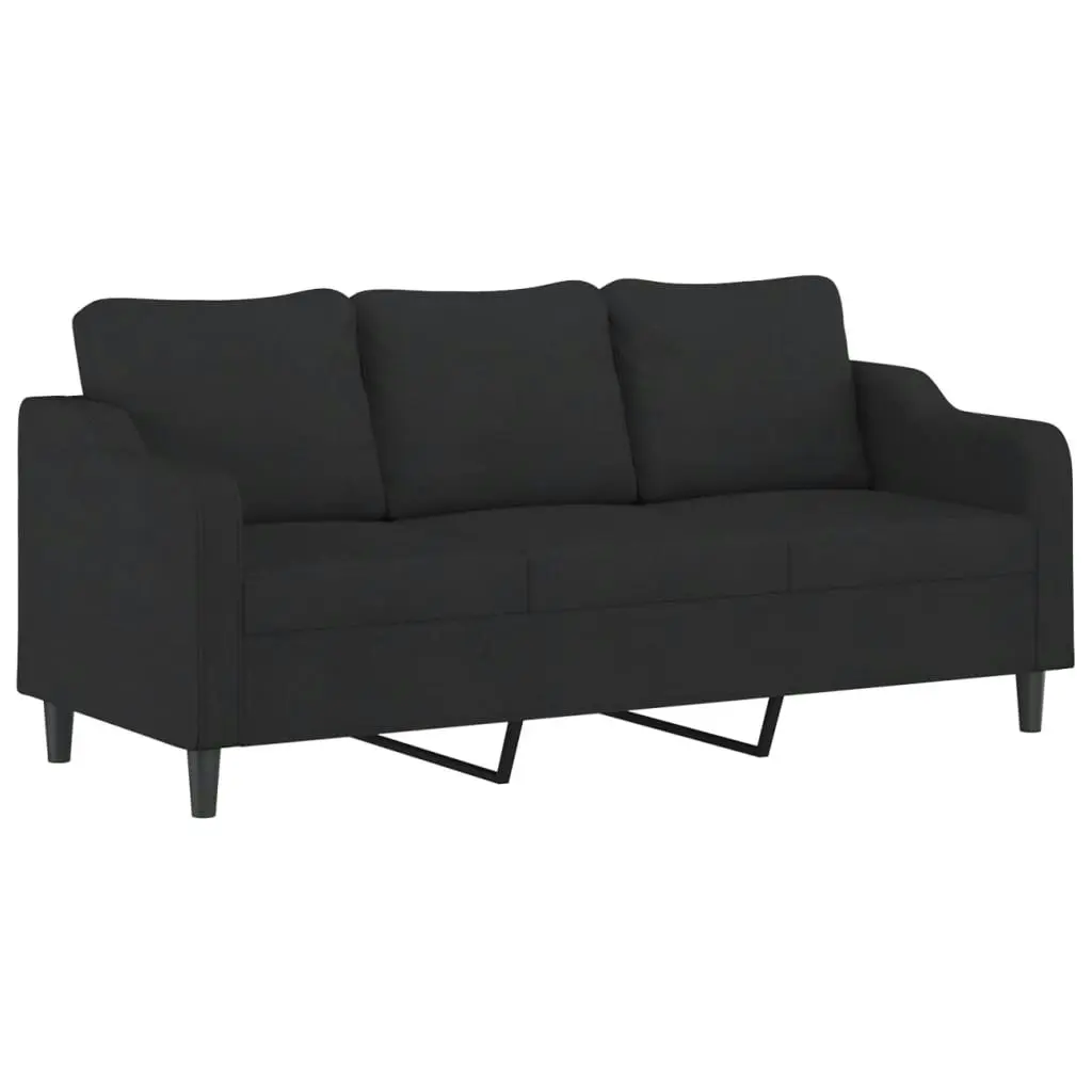 2 Piece Sofa Set with Pillows Black Fabric 3201854