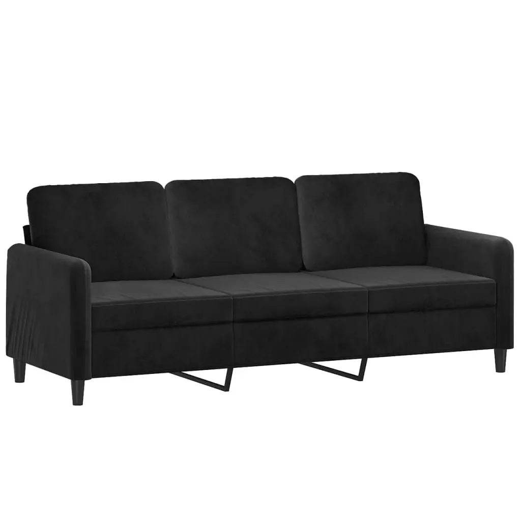 2 Piece Sofa Set with Pillows Black Velvet 3202039