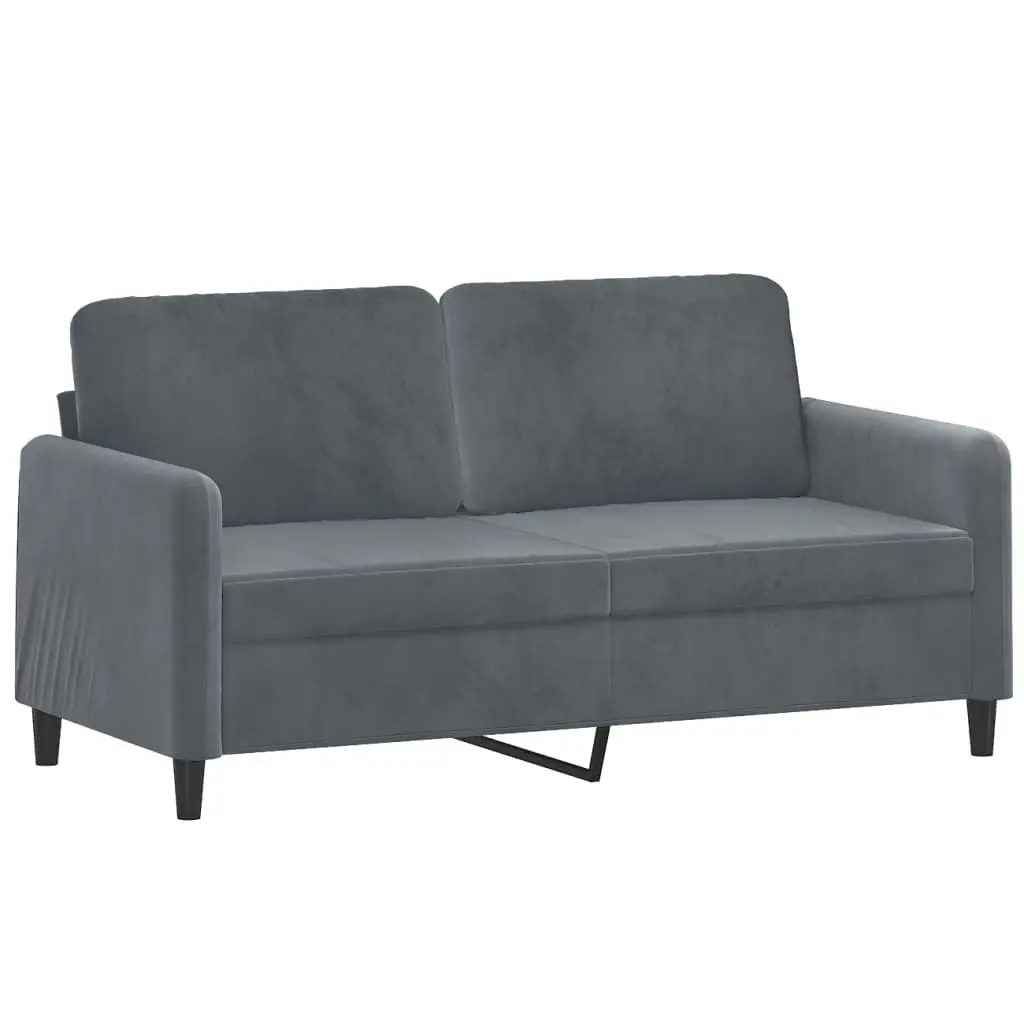 2 Piece Sofa Set with Pillows Dark Grey Velvet 3201995