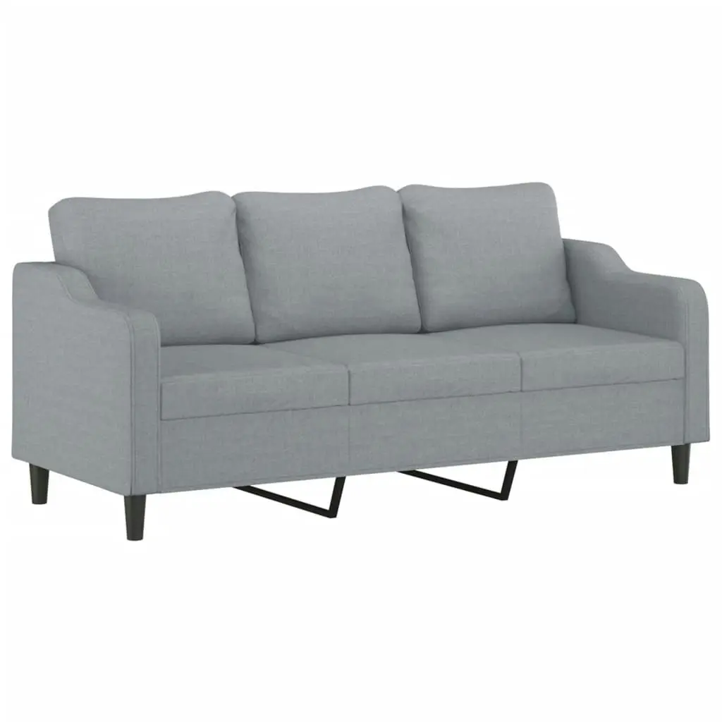 2 Piece Sofa Set with Pillows Light Grey Fabric 3201850