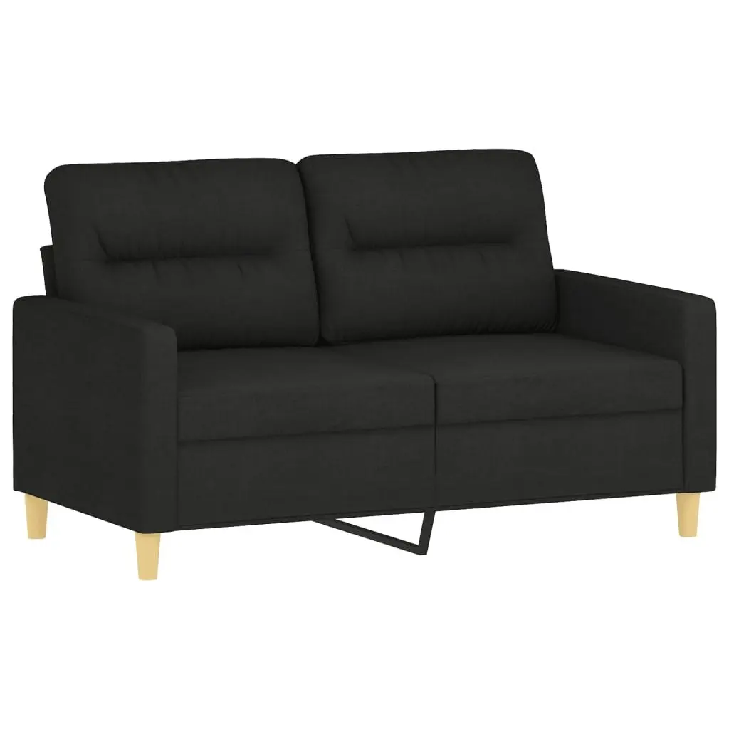 2 Piece Sofa Set with Cushions Black Fabric 3201604