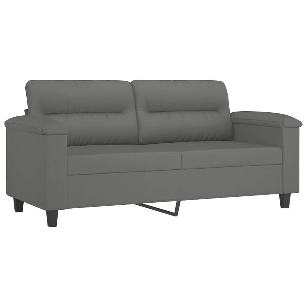 2 Piece Sofa Set with Cushions Dark Grey Microfibre Fabric 3202316