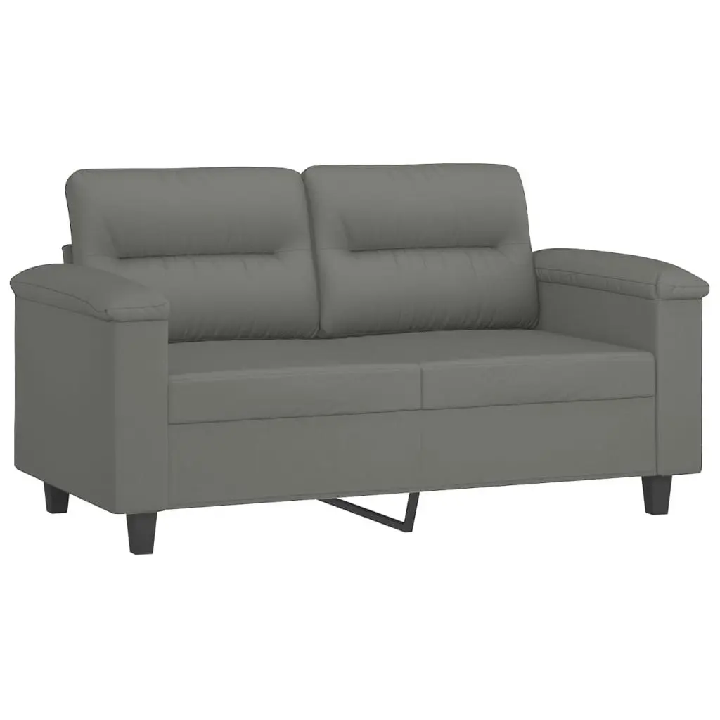 2 Piece Sofa Set with Cushions Dark Grey Microfibre Fabric 3202316