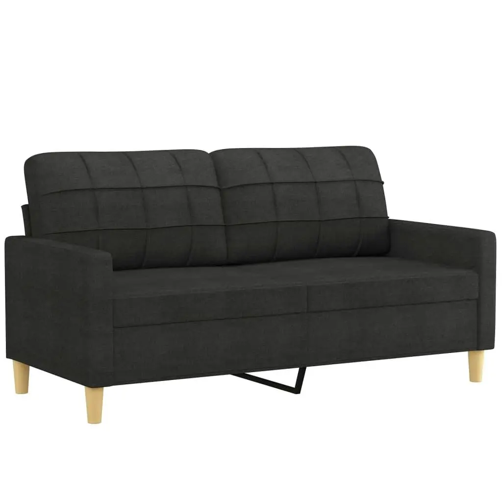 2 Piece Sofa Set with Cushions Black Fabric 3201278